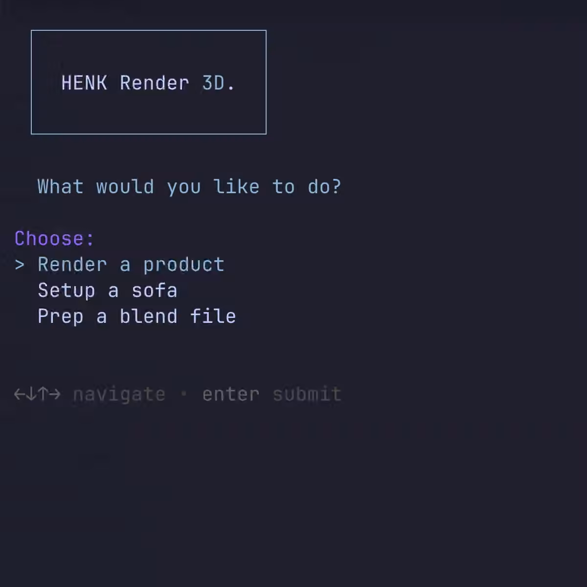 Render manager terminal interface