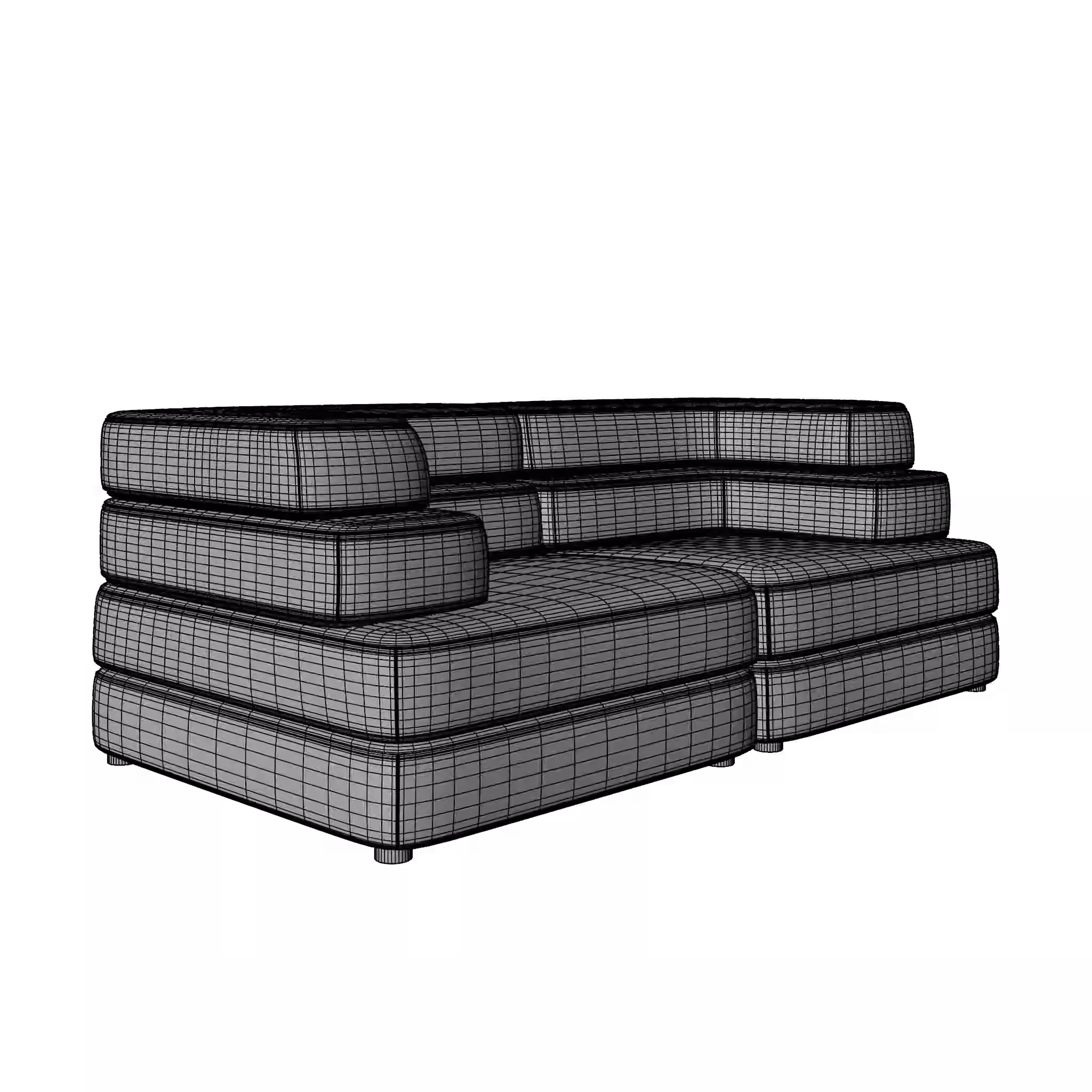 Wireframe look of the sofa model