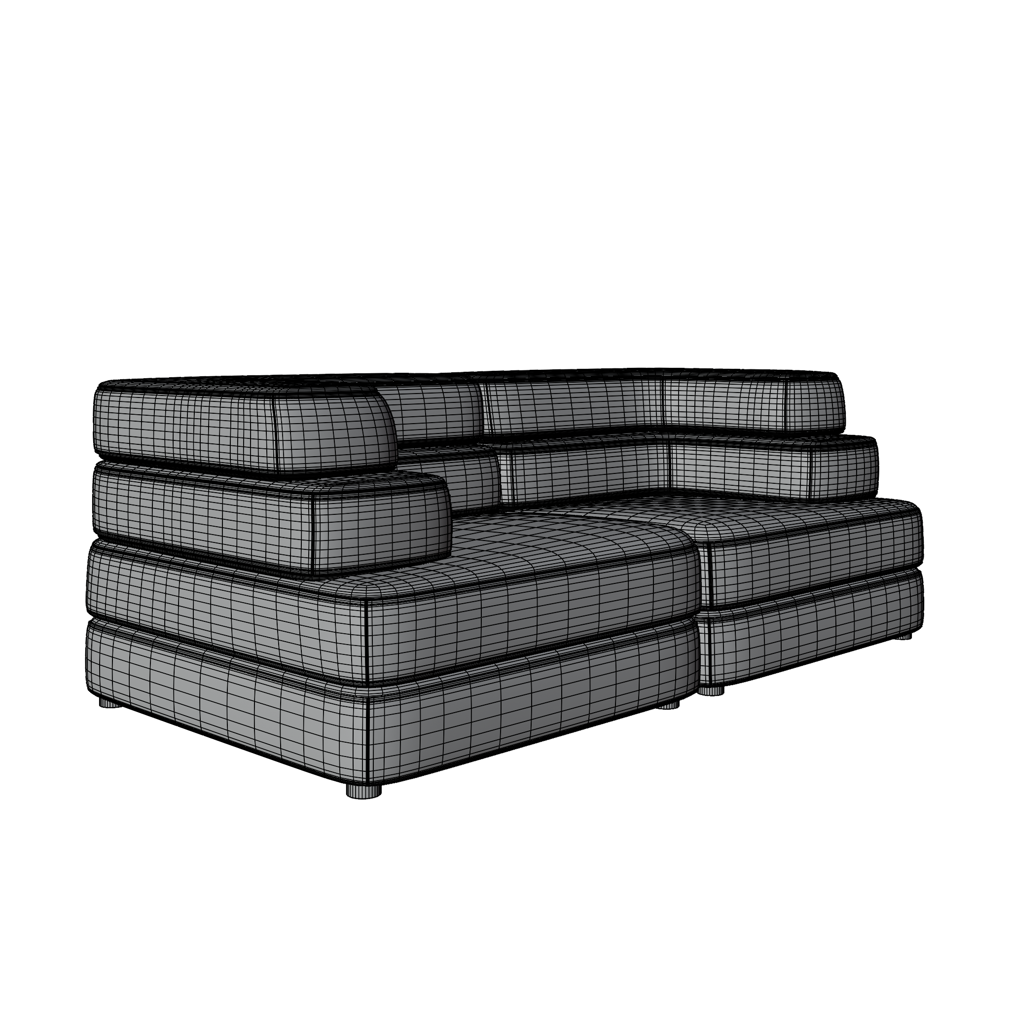 Wireframe look of the sofa model
