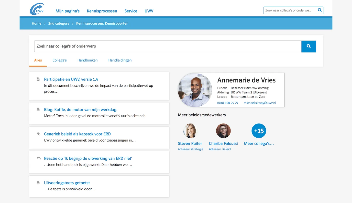 screenshot of website